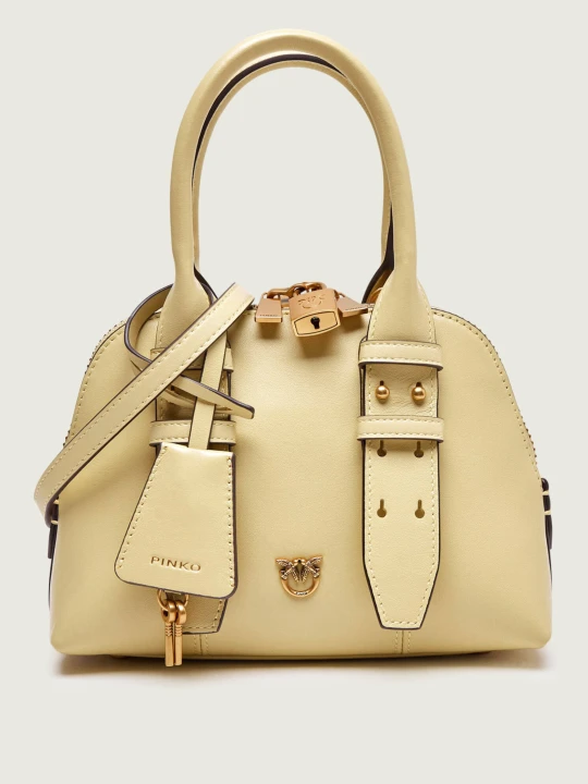 Zdjęcie produktu Pinko Skórzany kuferek BOWLING BAG ZIP MINI limonkowy