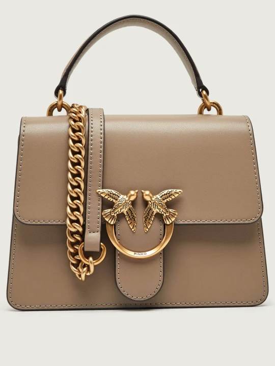 Zdjęcie produktu Pinko Skórzany kuferek Love One Mini beżowy