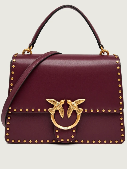 Zdjęcie produktu Pinko Skórzany kuferek Top Handle Classic Light bordowy