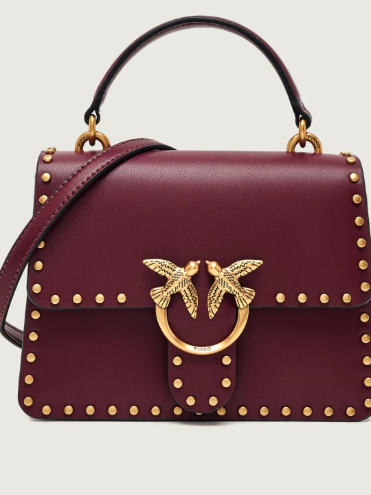 Zdjęcie produktu Pinko Skórzany kuferek Top Handle Mini Light Studs bordowy