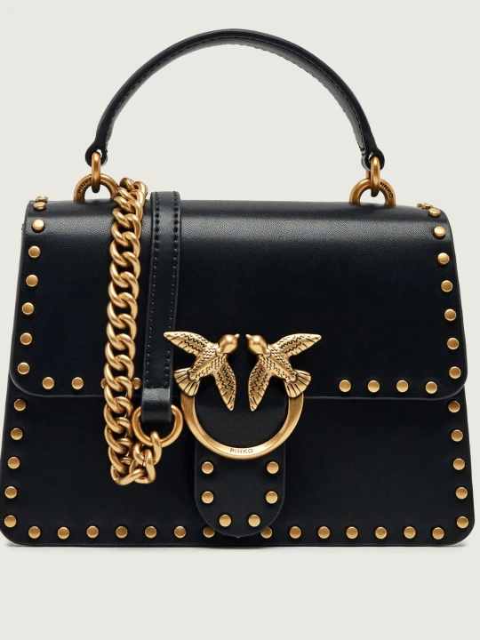 Zdjęcie produktu Pinko Skórzany kuferek Top Handle Mini Light Studs czarny