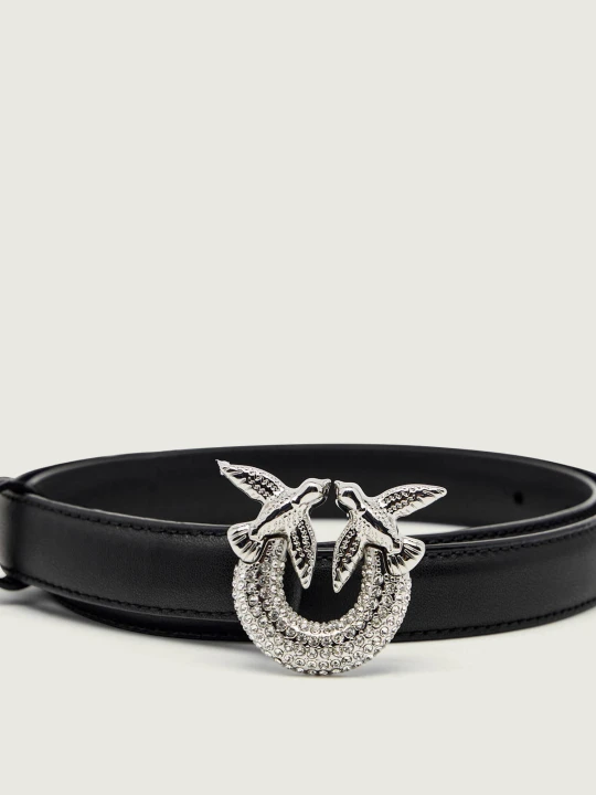 Zdjęcie produktu Pinko Skórzany pasek H2 STRASS BUCKLE czarny