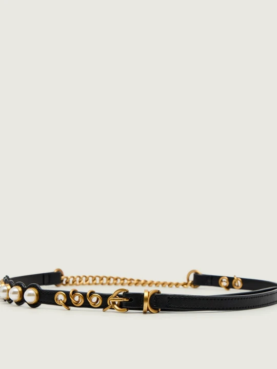 Zdjęcie produktu Pinko Skórzany pasek RIBBON czarny