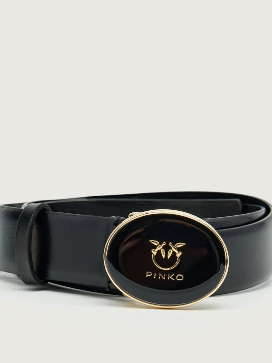 Zdjęcie produktu Pinko Skórzany pasek ROUND ENAMEL H2, 8 czarny