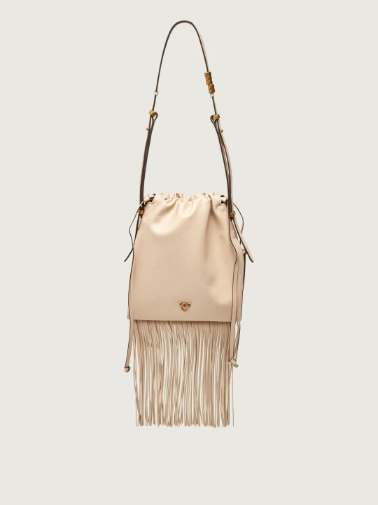 Zdjęcie produktu Pinko Skórzany worek SLOUCHY MINI beżowy