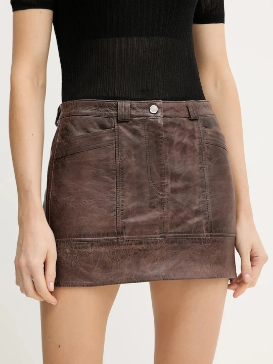 Zdjęcie produktu Pinko spódnica skórzana brązowy