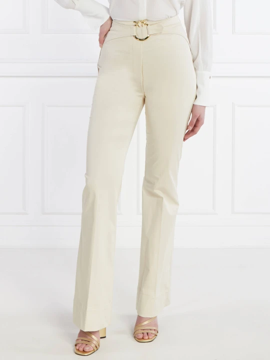 Zdjęcie produktu Pinko Spodnie z paskiem | flare fit | high waist beżowy