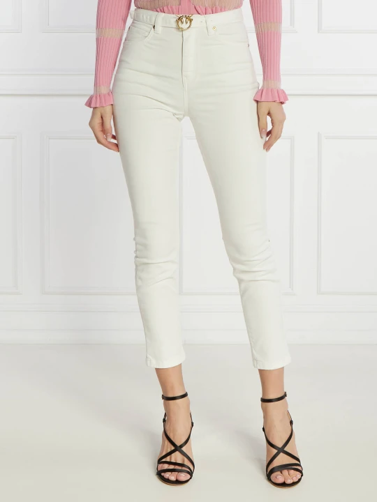 Zdjęcie produktu Pinko Spodnie z paskiem SUSAN | Skinny fit | denim biały
