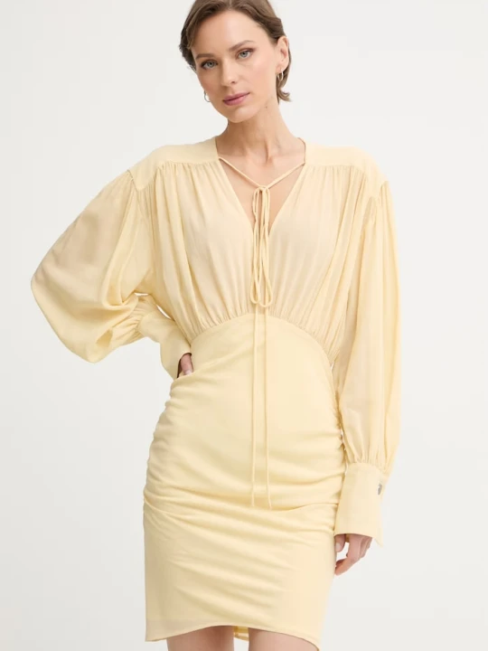 Zdjęcie produktu Pinko sukienka drapowana z wiskozą żółty