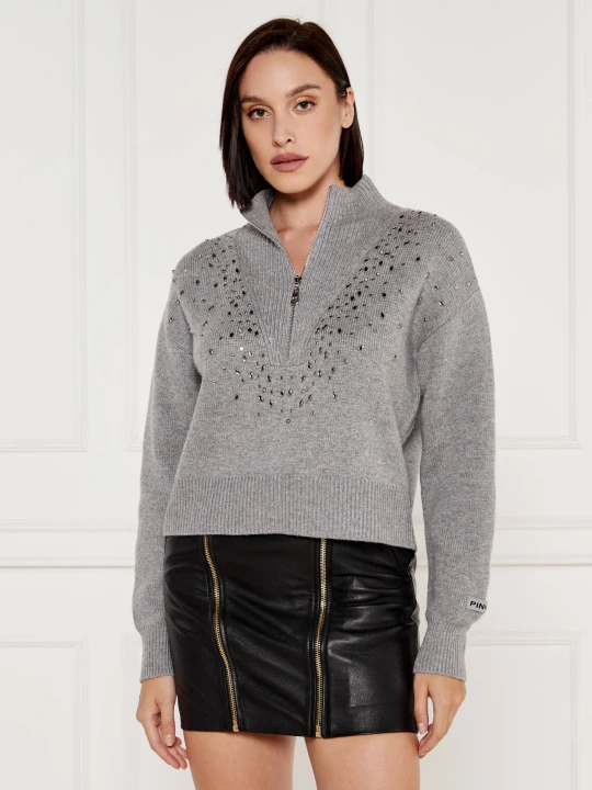 Zdjęcie produktu Pinko Sweter BOMBAY | Loose fit | z dodatkiem wełny i kaszmiru szary