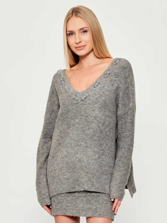 Zdjęcie produktu Pinko Sweter DANCING QUEEN | Oversize fit | z dodatkiem wełny szary