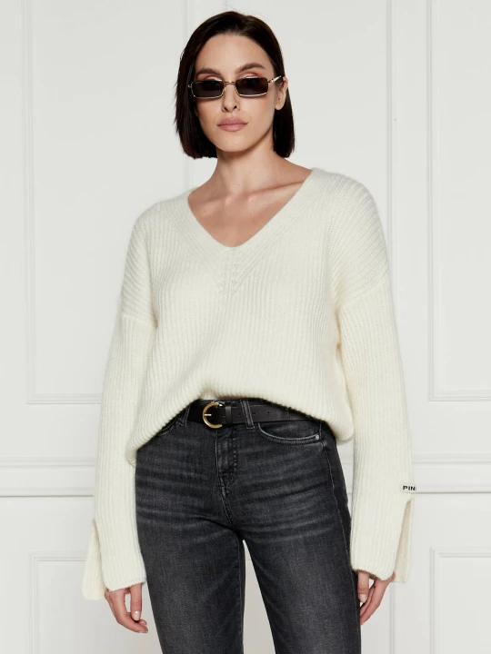 Zdjęcie produktu Pinko Sweter KORAT | Loose fit | z dodatkiem wełny kremowy