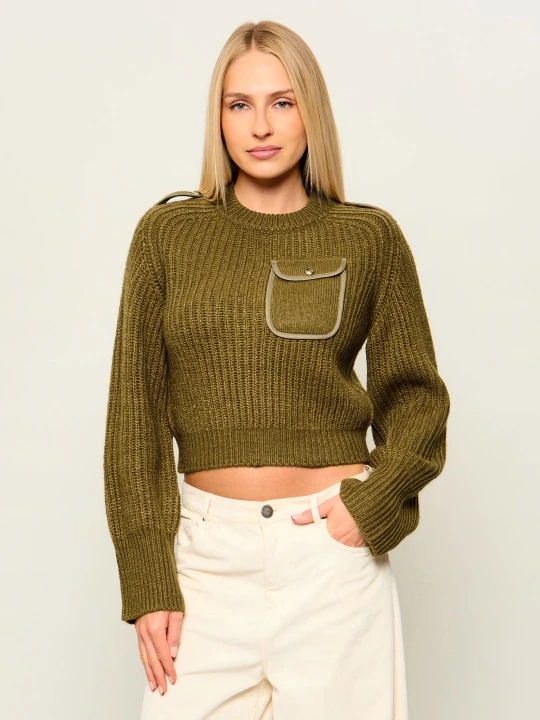 Zdjęcie produktu Pinko Sweter Miagolio | Regular Fit | z dodatkiem wełny khaki