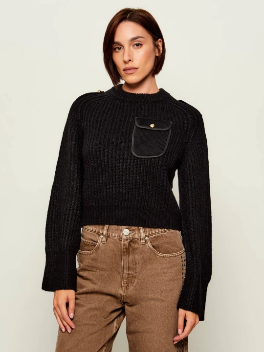 Zdjęcie produktu Pinko Sweter Miagolio | Slim Fit | z dodatkiem wełny czarny