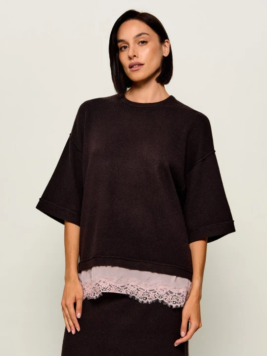 Zdjęcie produktu Pinko Sweter Rotterdam | z dodatkiem jedwabiu | z dodatkiem wełny i kaszmiru brązowy