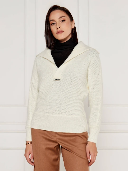 Zdjęcie produktu Pinko Sweter SNOWSHOE | Regular Fit | z dodatkiem wełny biały