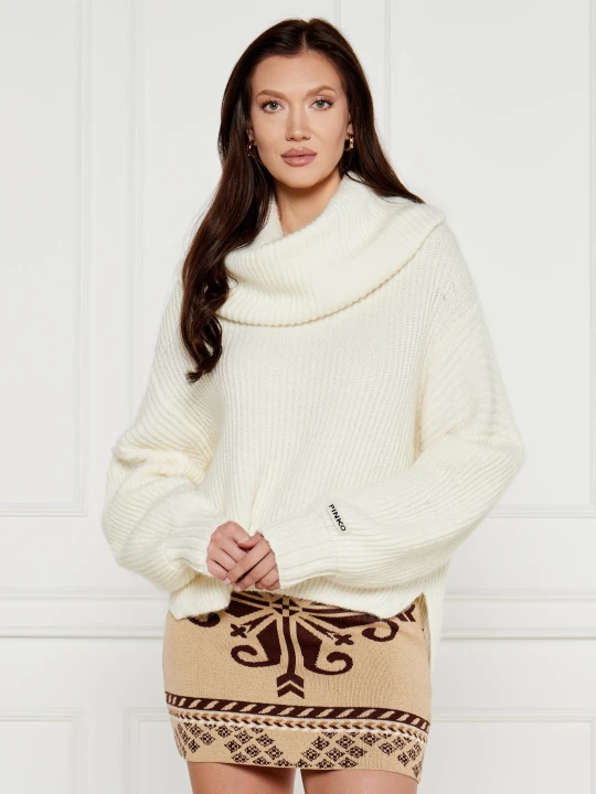 Zdjęcie produktu Pinko Sweter SPHYNX | Regular Fit | z dodatkiem wełny biały