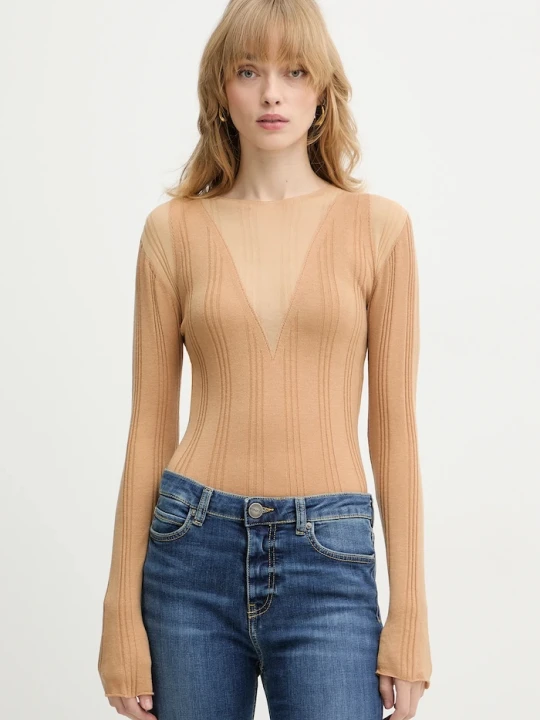 Zdjęcie produktu Pinko sweter z dodatkiem wełny brązowy
