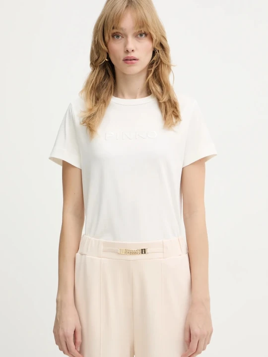 Zdjęcie produktu Pinko t-shirt bawełniany beżowy