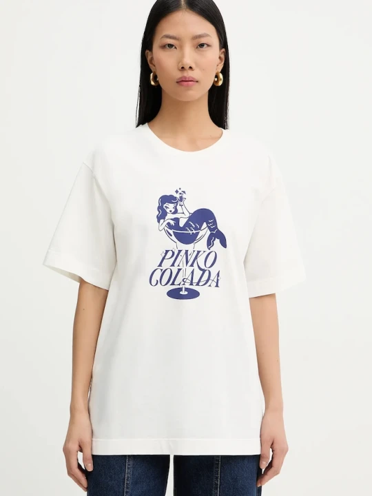 Zdjęcie produktu Pinko t-shirt bawełniany beżowy