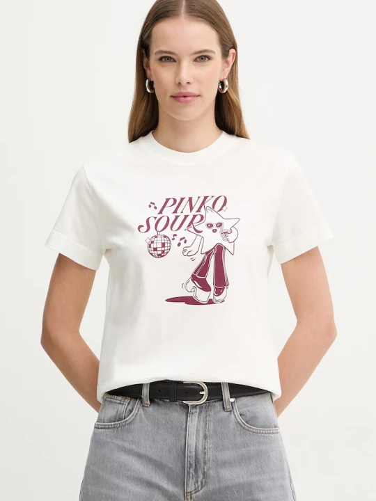 Zdjęcie produktu Pinko t-shirt bawełniany beżowy