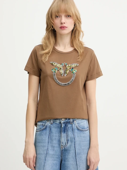Zdjęcie produktu Pinko t-shirt bawełniany brązowy