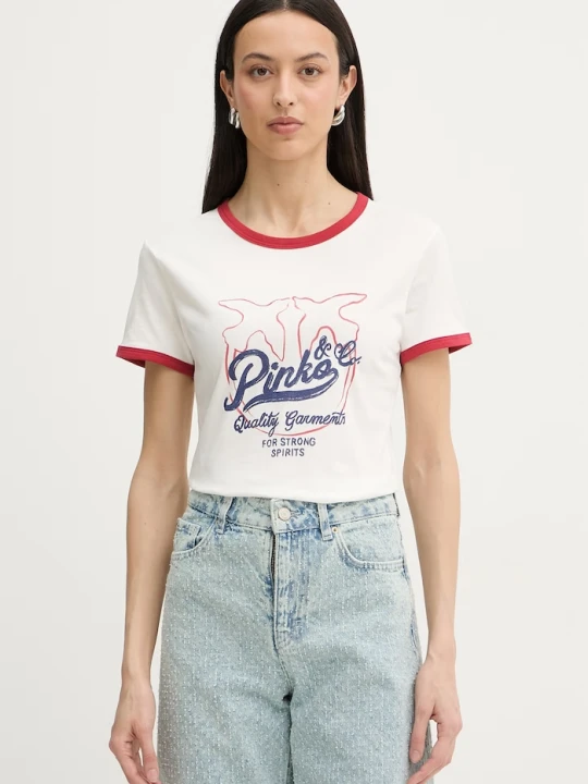 Zdjęcie produktu Pinko t-shirt damski bawełniany beżowy