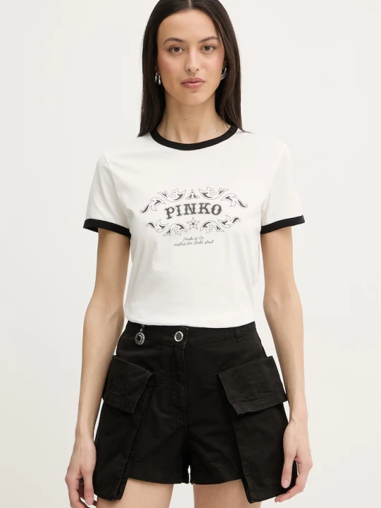 Zdjęcie produktu Pinko t-shirt damski bawełniany beżowy