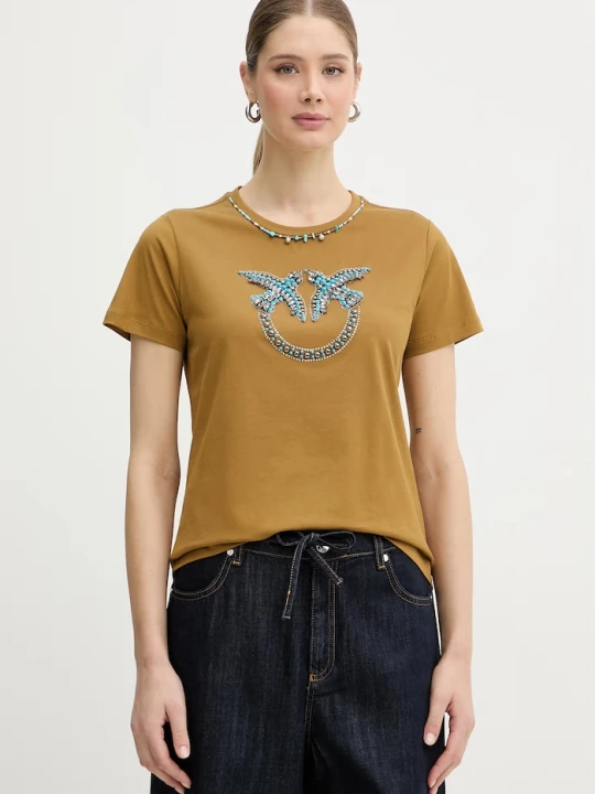 Zdjęcie produktu Pinko t-shirt damski bawełniany zielony