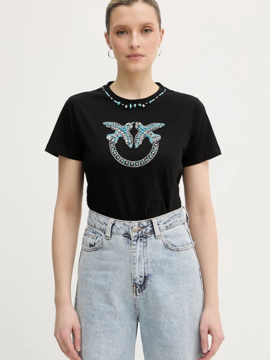 Zdjęcie produktu Pinko t-shirt damski bawełniany czarny