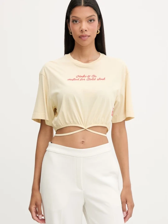 Zdjęcie produktu Pinko T-shirt damski bawełniany żółty