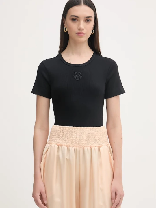 Zdjęcie produktu Pinko T-shirt damski bawełniany z elastanem czarny