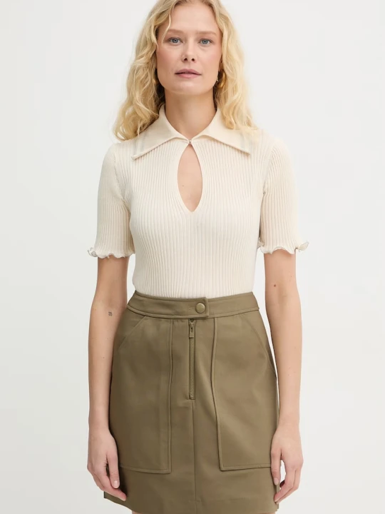 Zdjęcie produktu Pinko t-shirt damski z bawełną beżowy