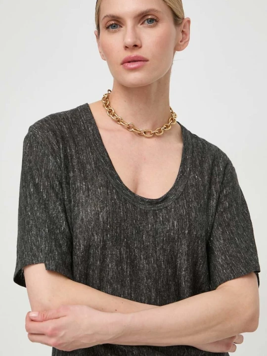 Zdjęcie produktu Pinko t-shirt lniany szary