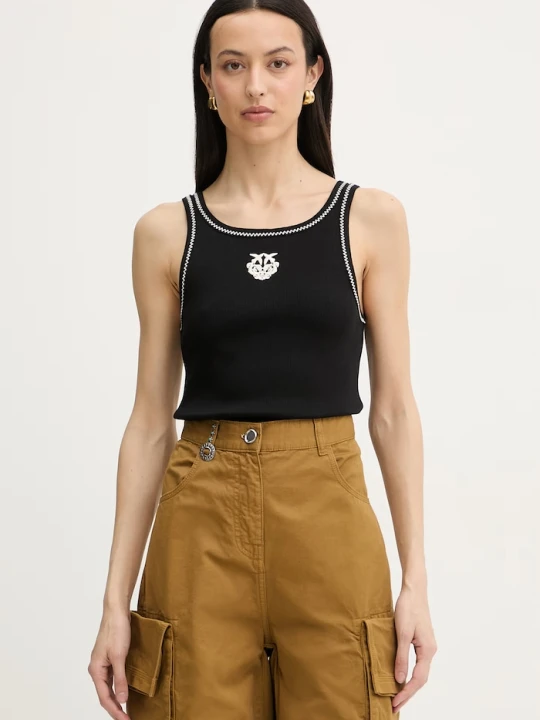 Zdjęcie produktu Pinko top damski bawełniany z elastanem czarny