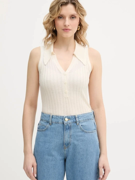 Zdjęcie produktu Pinko top z dodatkiem wełny beżowy