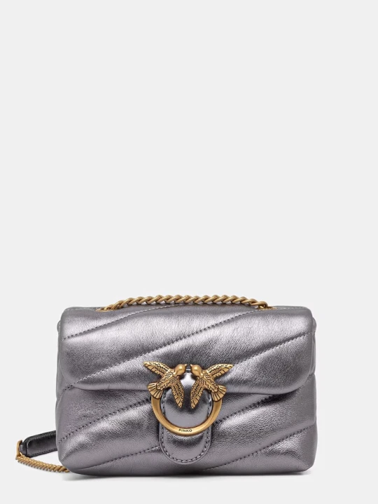 Zdjęcie produktu Pinko torebka crossbody damska skórzana srebrny