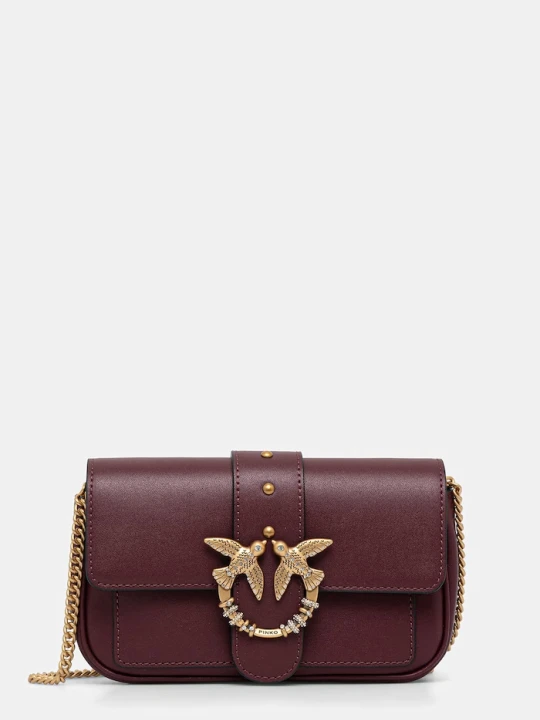 Zdjęcie produktu Pinko torebka crossbody damska skórzana bordowy