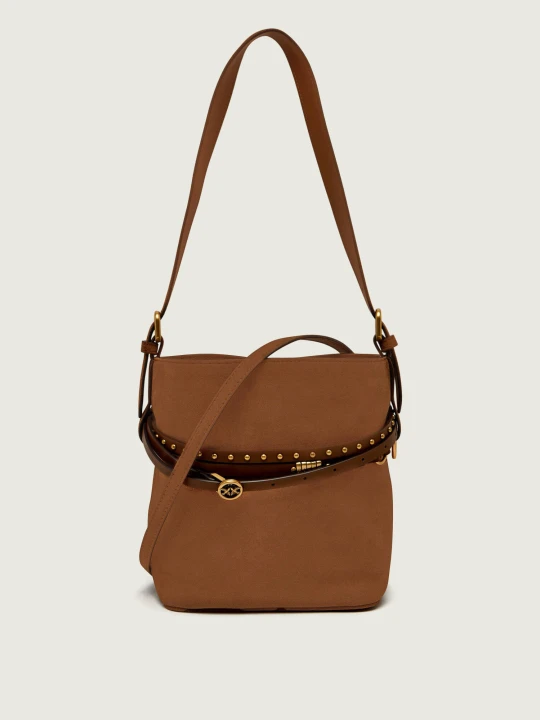 Zdjęcie produktu Pinko Torebka na ramię BUCKET BELT MINI | zamsz brązowy