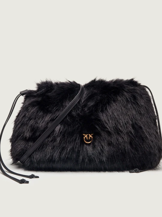 Zdjęcie produktu Pinko Torebka na ramię MAXI CLUTCH | z dodatkiem skóry | shearling czarny