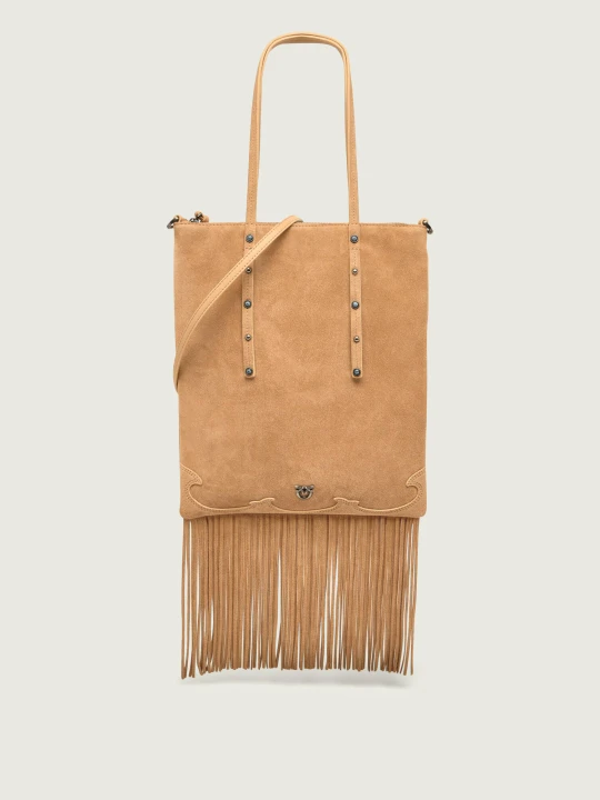Zdjęcie produktu Pinko Torebka na ramię MINI SHOPPER FRINGES | zamsz beżowy