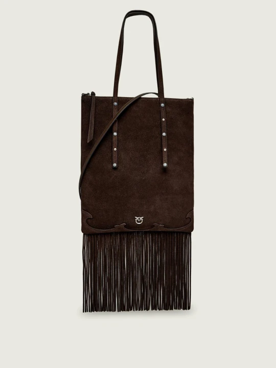 Zdjęcie produktu Pinko Torebka na ramię MINI SHOPPER FRINGES | zamsz brązowy