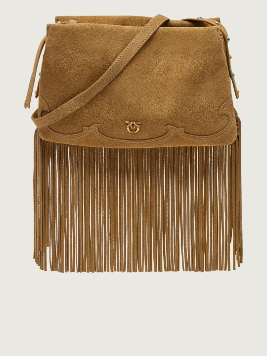 Zdjęcie produktu Pinko Torebka na ramię TRIPLET MINI FRINGES | zamsz khaki