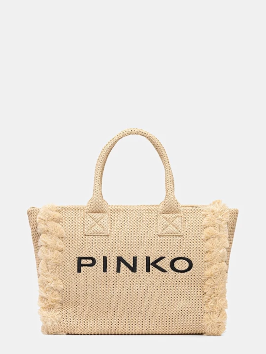 Zdjęcie produktu Pinko torebka shopper damska pleciona beżowy