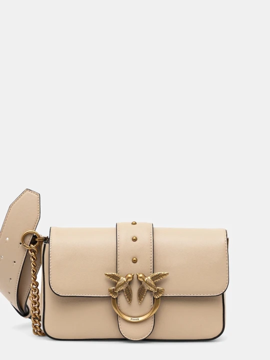 Zdjęcie produktu Pinko torebka crossbody skórzana beżowy