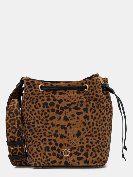 Zdjęcie produktu Pinko torebka zamszowa Leopard print brązowy