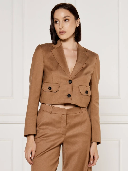 Zdjęcie produktu Pinko Wełniana marynarka VIVONA | Cropped Fit brązowy