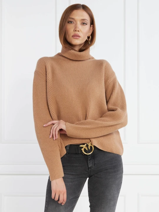 Zdjęcie produktu Pinko Wełniany golf | Regular Fit | z dodatkiem kaszmiru brązowy