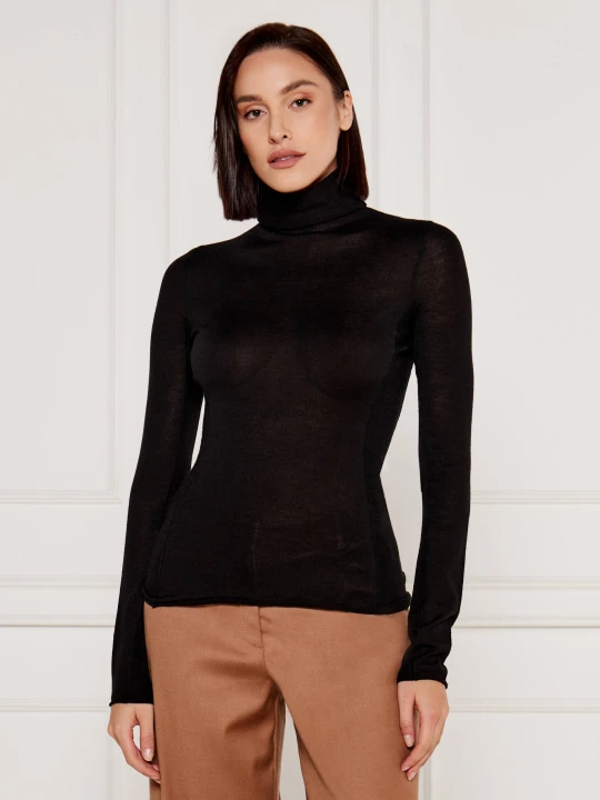 Zdjęcie produktu Pinko Wełniany golf Sacro | Slim Fit | z dodatkiem jedwabiu czarny