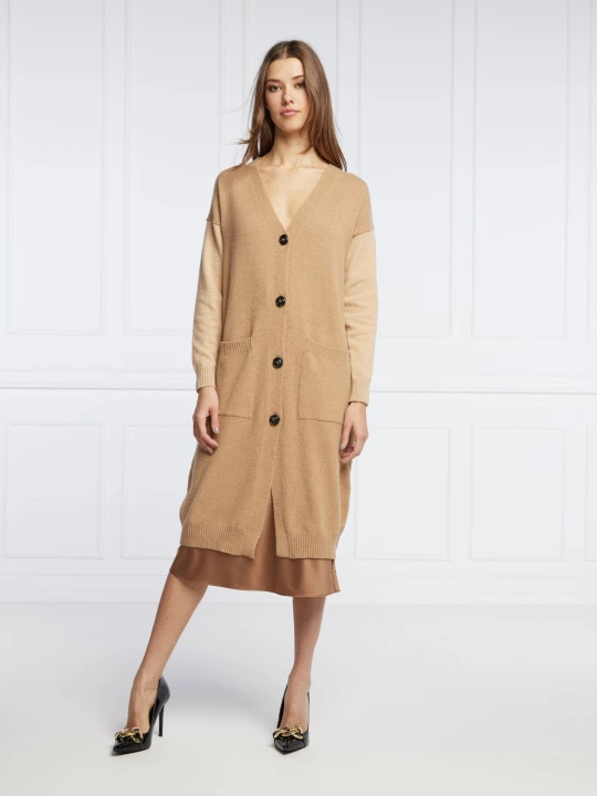 Zdjęcie produktu Pinko Wełniany kardigan KOREM | Relaxed fit beżowy